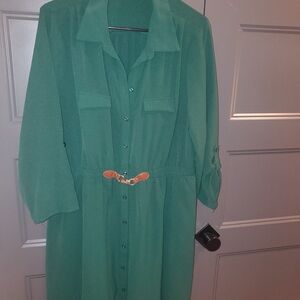 3/4 Sleeve Green Dress